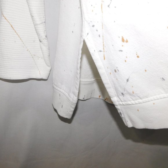 Sea Breeze of California Womens L White Gold Silver Paint Splatter Cowlneck Top - Picture 8 of 12